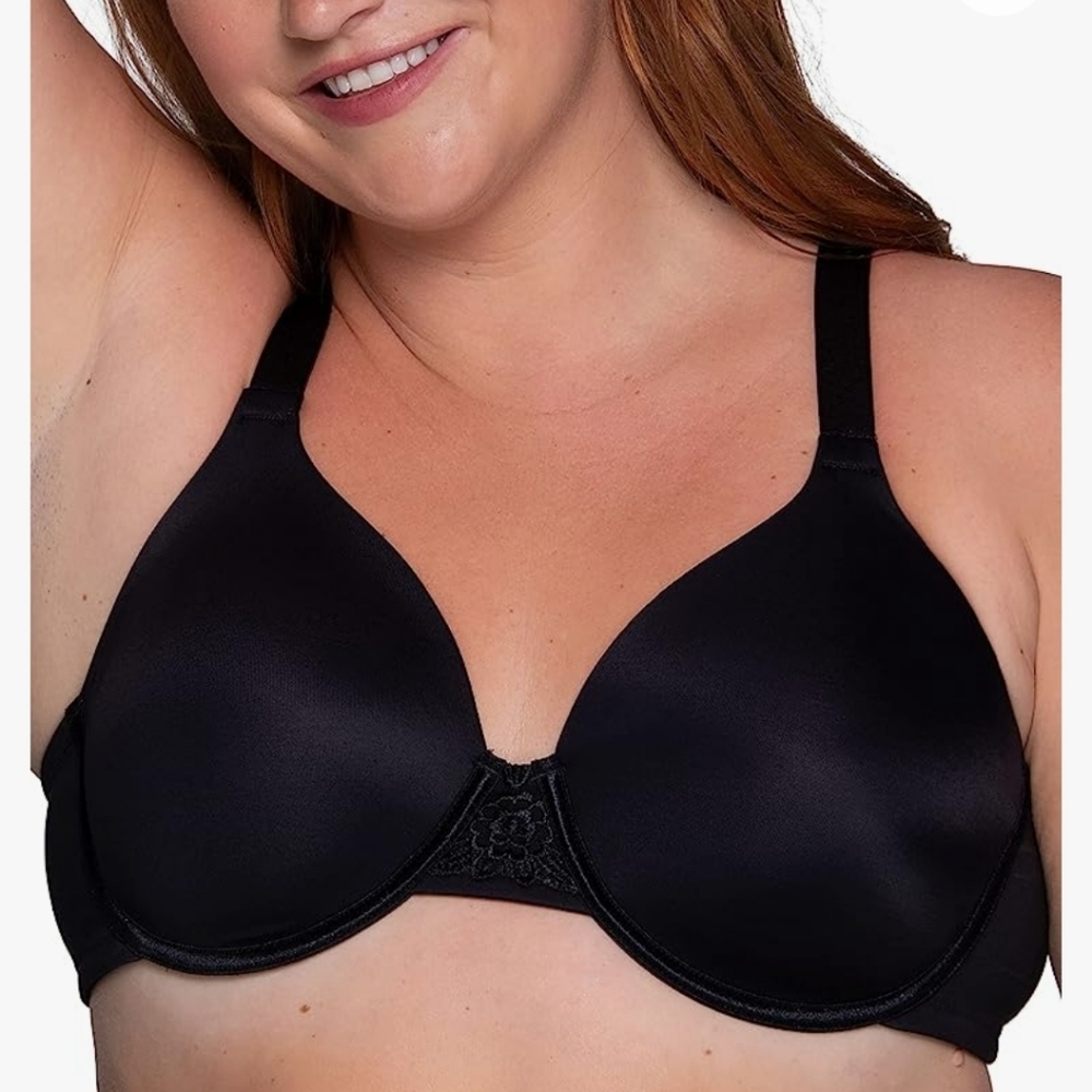Vanity Fair Back Smoothing Minimizer Bra black‎ Sz 38DD